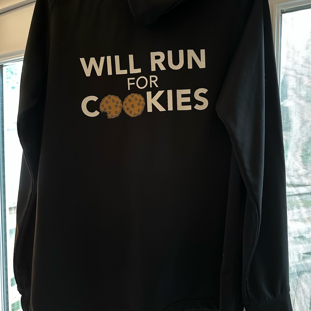 Women’s size large Santa Hustle black will run for cookies jacket